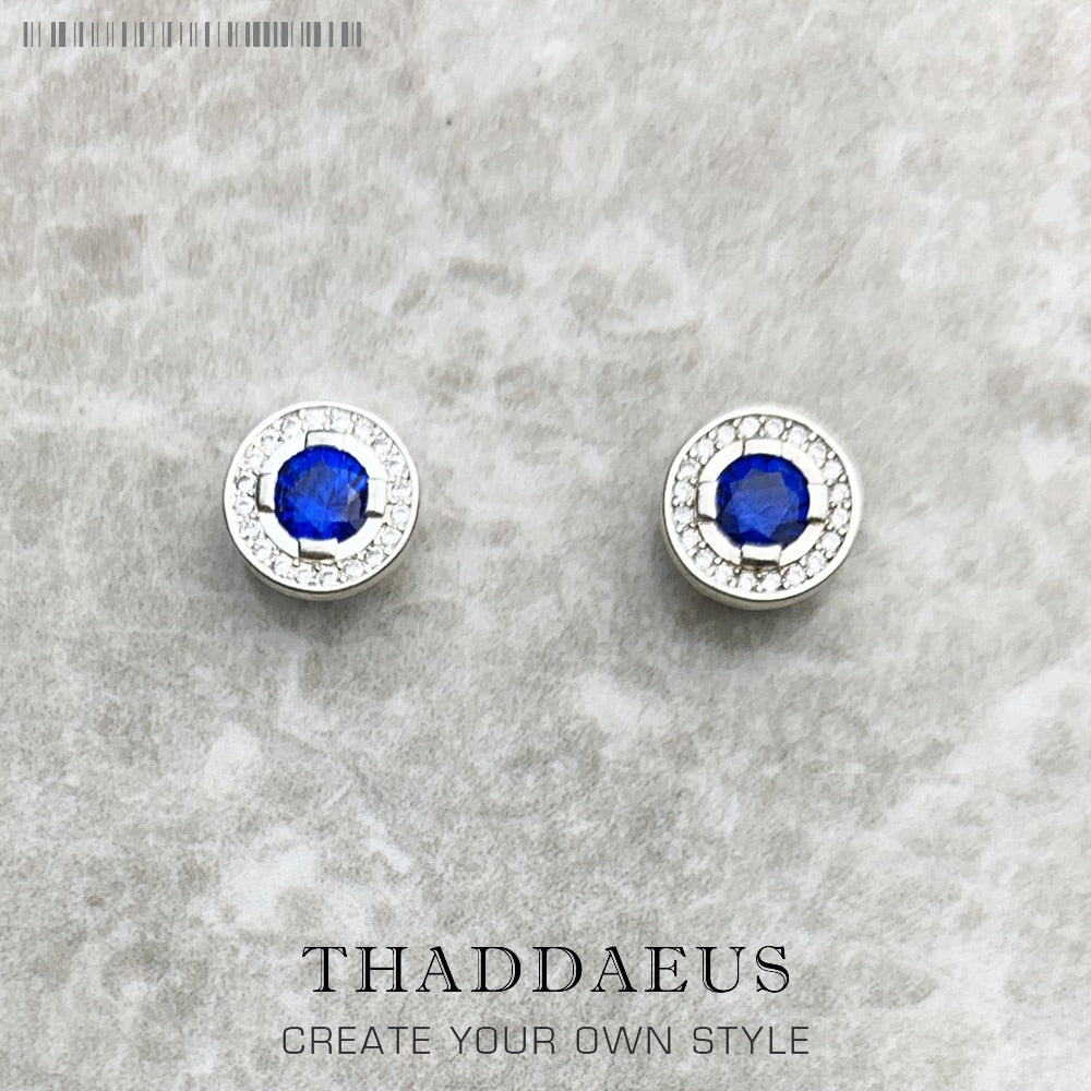 Light of Luna Blue Ear Studs Earring,Europe Style Fashion Jewerly For Women Gift In 925 Sterling Silver