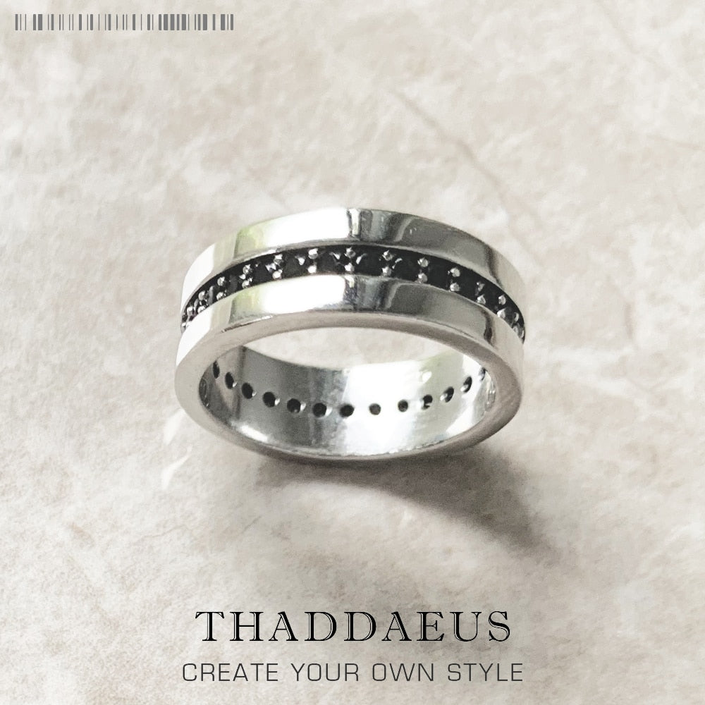 Band Ring Eternity Classic Black Europe Style Fine Jewerly For Men &amp; Women Gift In 925 Sterling Silver