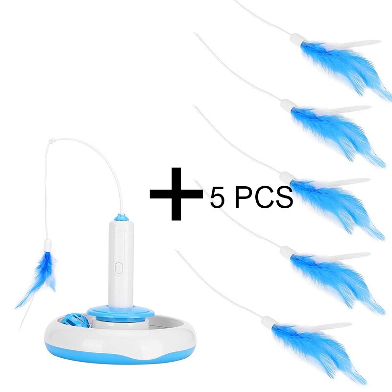 2 In 1 Electric Cat Stick and Tracks Toy  Automatic Rotating Interactive Cats Toys Tracks Ball Turntable Pet Kitten Funny Sticks