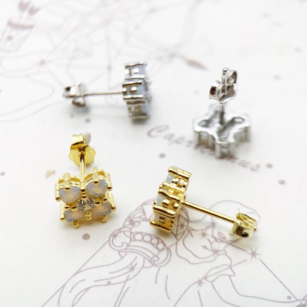 Ear Studs Flower Colourful Stones,Europe Style Fine Jewelry For Women,2022 Brand New Romantic Gift In 925 Sterling Silver