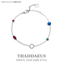 Charm Bracelet Coloured Stones Spring Brand New Link Chain 925 Sterling Silver Jewelry Stylish Gift For Women