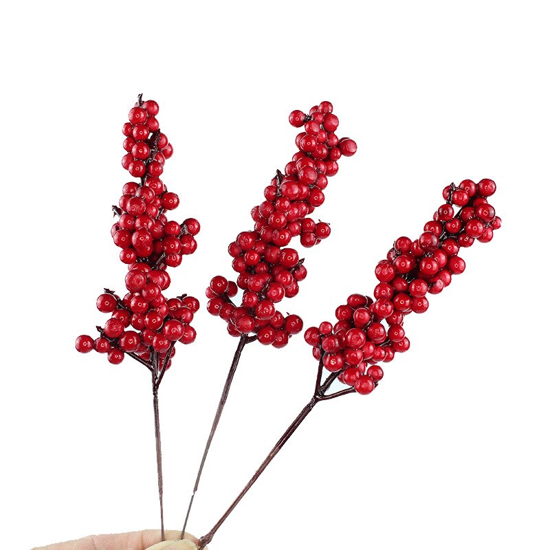 5Pcs Artificial Red Christmas Berries Pine Cone Branches For Christmas Home DIY Wreath Decorations Xmas Tree Ornaments Noel 2023