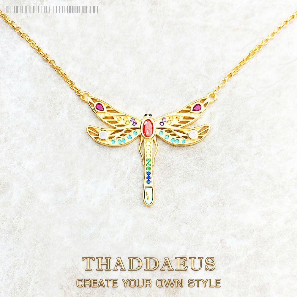 Necklace Large Dragonfly Brand New Link Chain Fine Jewelry Europe 925 Stering Silver Bohemia Happy Gift For Women