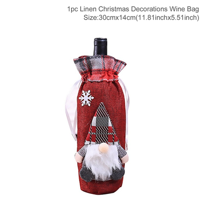 Christmas Bottle Cover Merry Christmas Decorations for Home 2022 Christmas Ornaments Navidad Noel Xmas Gift Happy New Year 2023