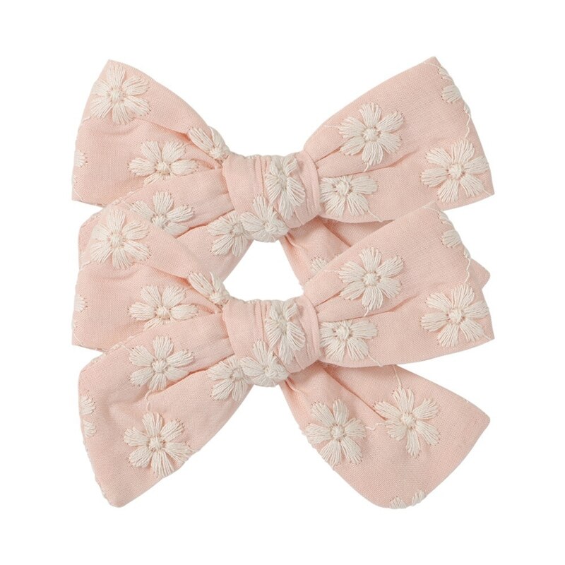 2Pcs Pastoral Vintage Floral Print Bowknot Hair Clips for Kids Baby Girls Cute Alligator Hairpins Barrettes Headwear