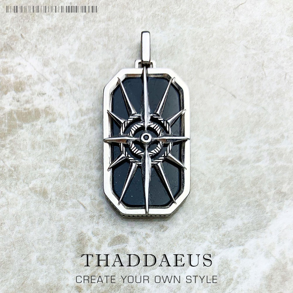 Pendant Compass Star Black Winter New Fine Jewelry Europe Style 925 Sterling Silver Dog Tag Gift For Women Men