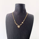 Necklace Royalty Star & Moon Gold Brand New Link Chain Fine Jewelry Europe 925 Stering Silver Bohemia Gift For Women