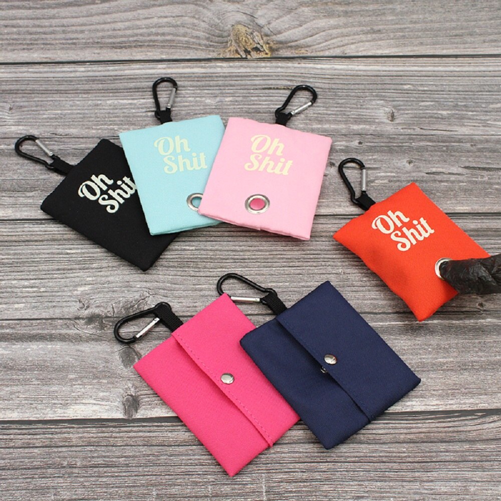 Pet Poop Bag Dispenser for Dogs and Cats Outdoor Walking, Leash Attachment Lightweight Portable Canvas Pouches Waste Bags Holder - anconmall