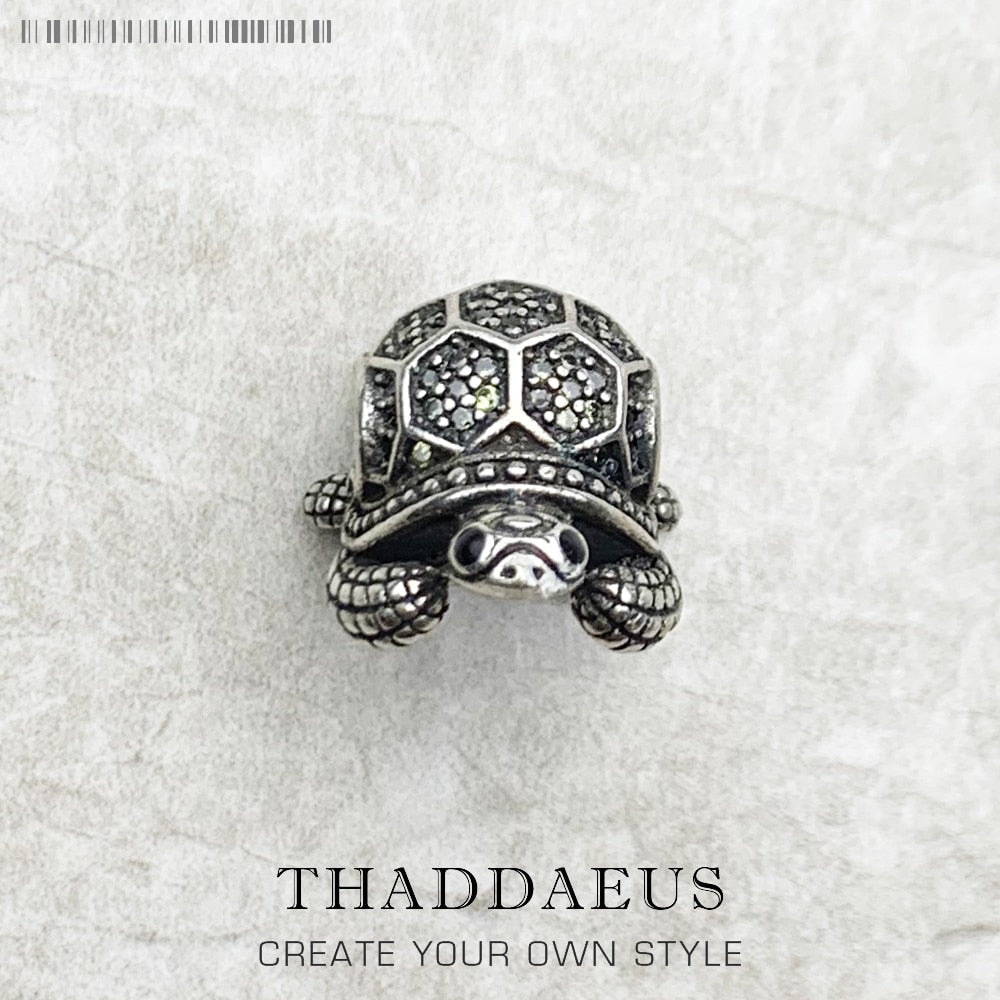 Beads Dark Green Turtle 925 Sterling Silver Europe Jewelry Cute Gift For Women & Men