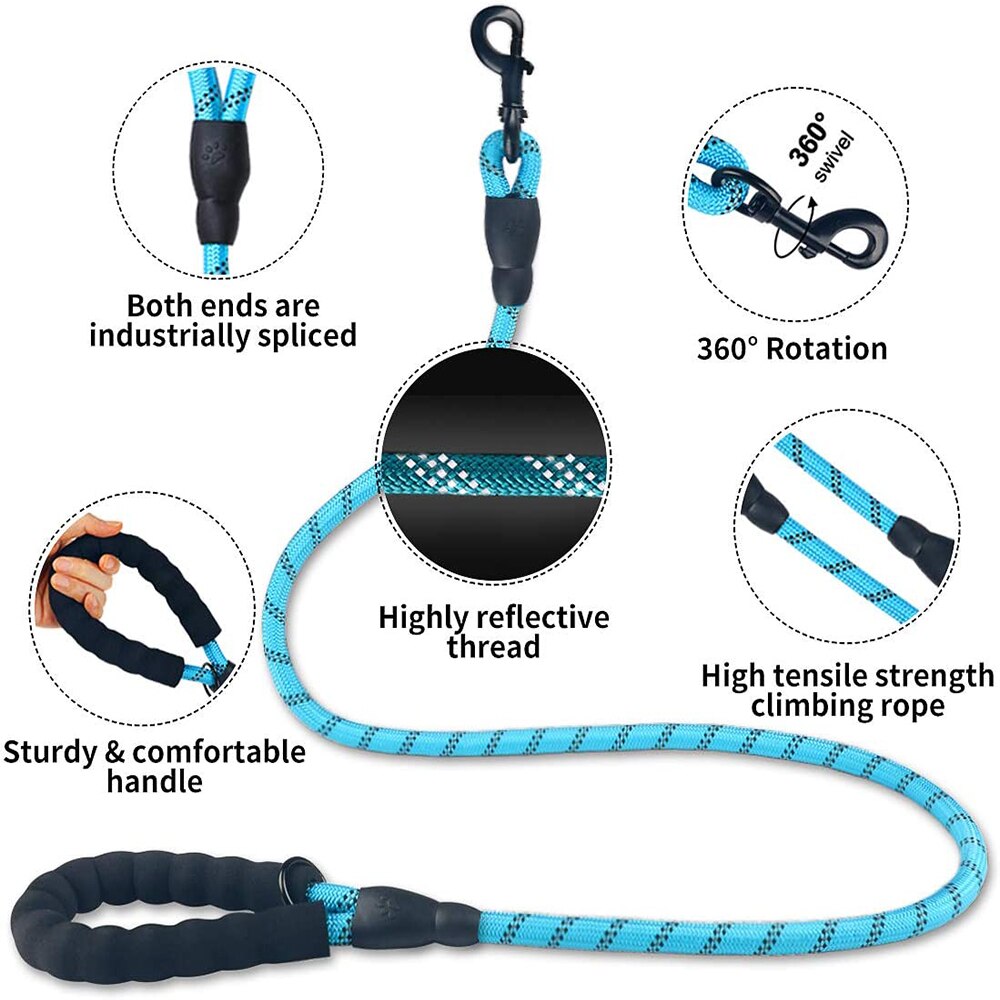 Durable Large Dog Leash Training Running Rope Handle Medium Big Dog Collar Leashes Strong Lead Rope For Labrador Rottweiler Dog