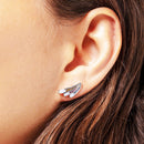 Ear Studs Hummingbird Wing,Unusual Rainbow Look Jewerly For Women Summer New Bohemia Powerful Gift In 925 Sterling Silver