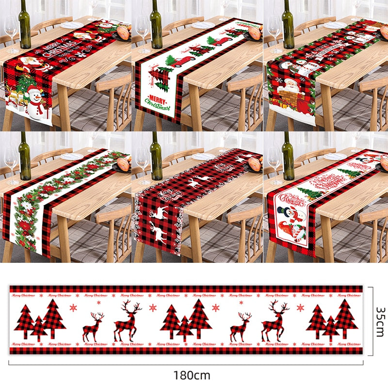 Christmas Table Runner Merry Christmas Decoration for Home Tablecloth Cover Xmas Ornament Navidad Noel Gifts New Year Party 2023