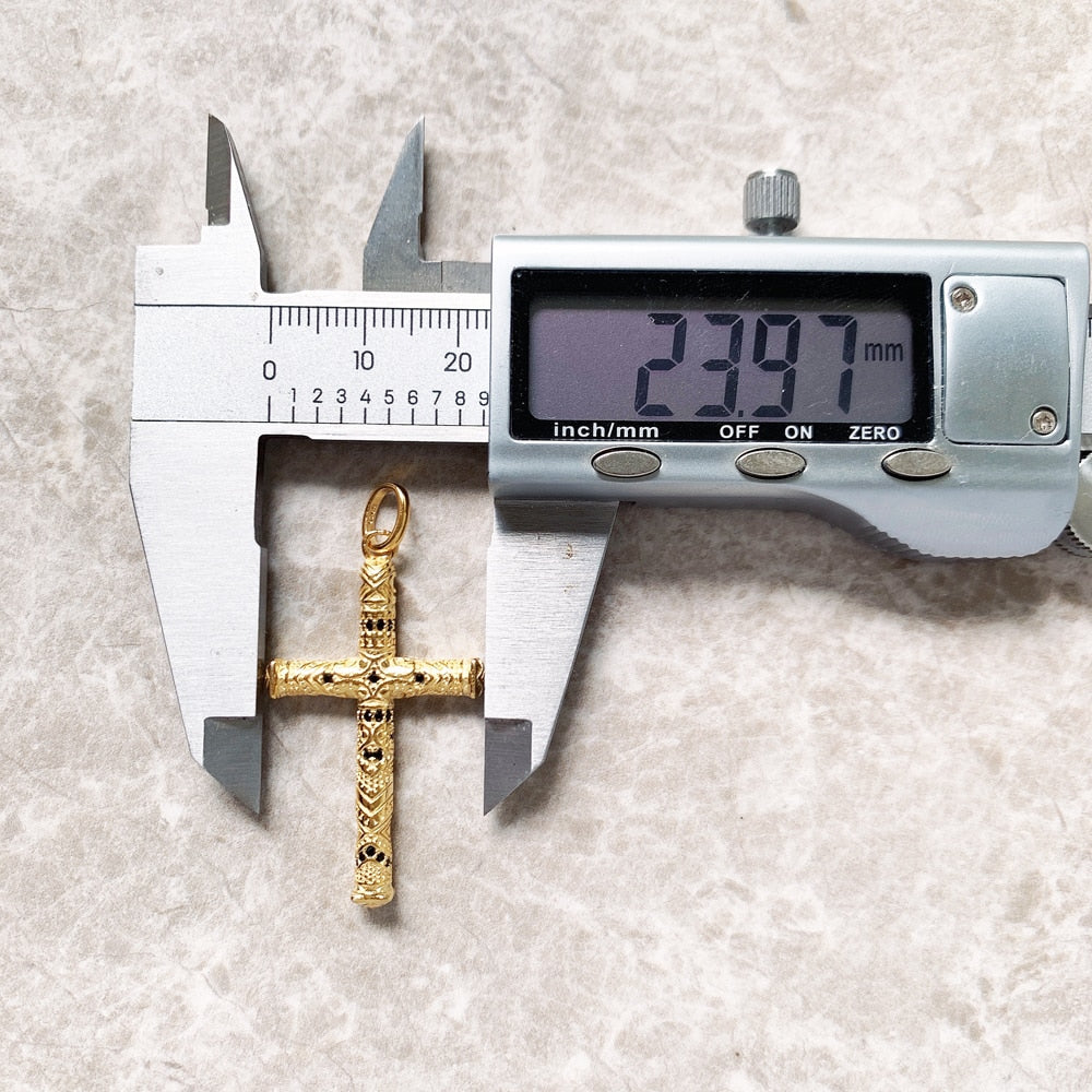 Pendant Elaborate Design Cross Golden New Fine Jewelry Ethnic Pure 925 Sterling Silver Gift For Woman &amp; Men