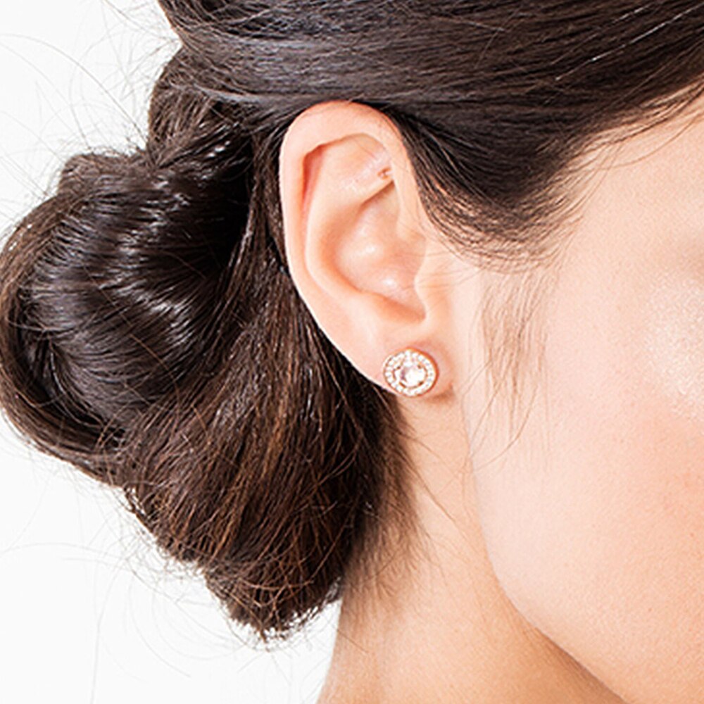 Light of Luna Pink Round Ear Studs Earrings Europe Style Fashion Jewerly For Women Gift In 925 Sterling Silver