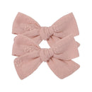 2Pcs/Set Sweet Floral Embroidery Solid Color Bowknot Hair Clips for Kids Baby Girls Alligator Hairpins Headwear Toddlers Hair