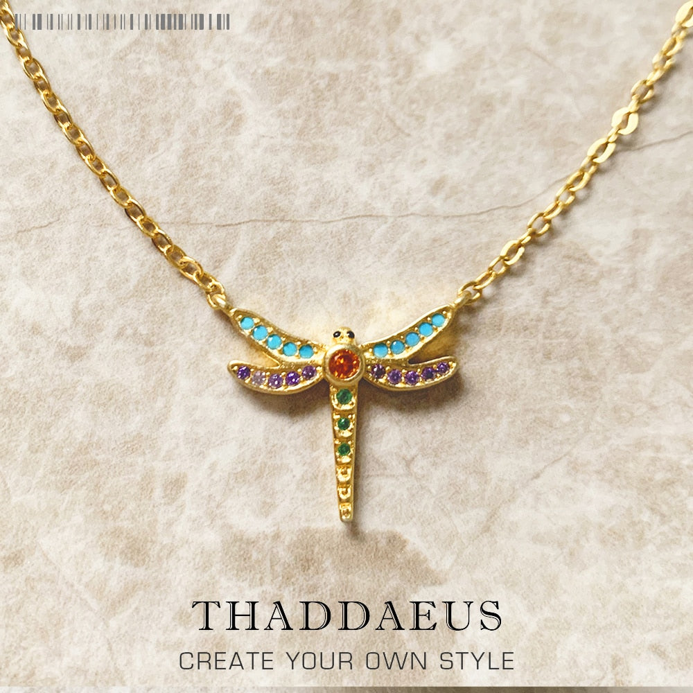 Necklace Small Dragonfly Spring New Link Chain Playful Fine Jewelry Europe 925 Stering Silver Bijoux Bohemia Gift For Women