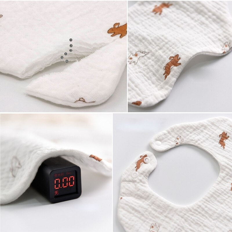 Petal Baby Bib 360 Degree Rotation 6 Layers Gauze Muslin Saliva Towel for Infant Toddler Kids Boys Girls Chewable Drool Burp