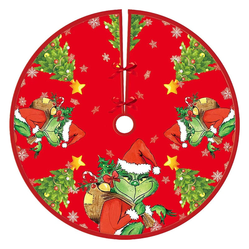 90cm Christmas Tree Skirt Santa Claus Snowflake Xmas Tree Carpet Ornament Merry Christmas Decoration For Home Noel New Year 2023