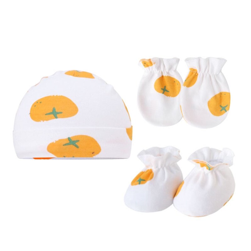 Newborn Baby Hats Soft Baby Mittens and Socks Set Cotton Baby Fetal Caps Baby Beanie Hats No Scratch Mittens for Infants