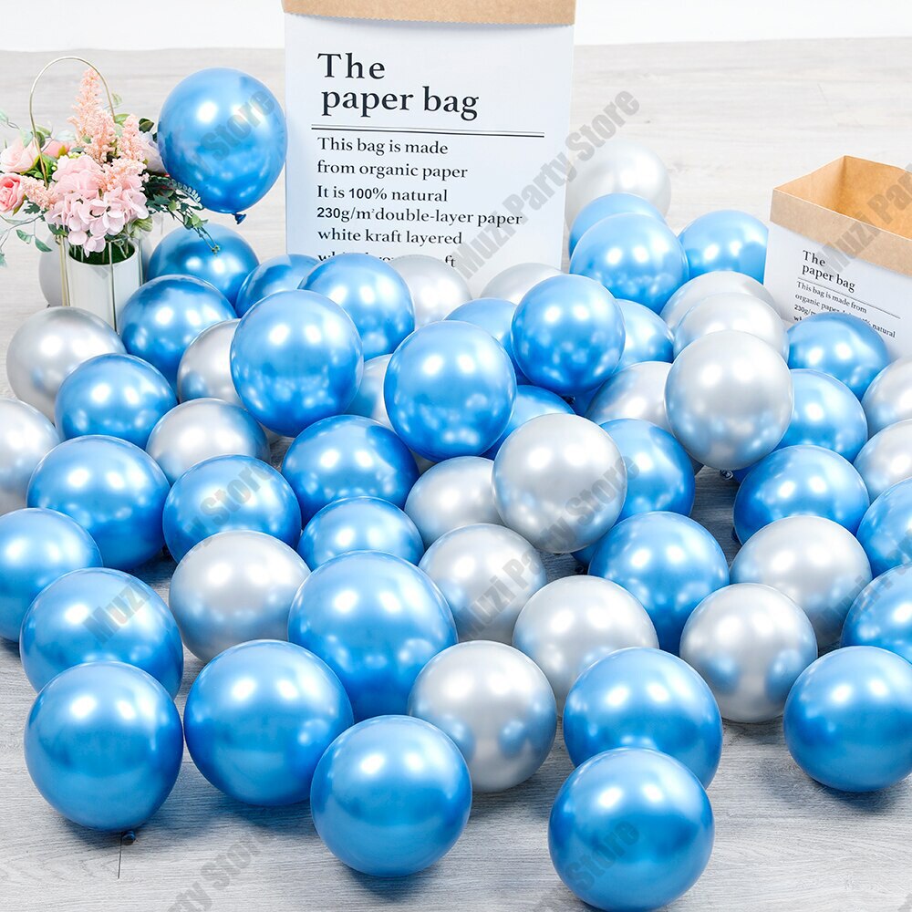 30pcs 5inch Chrome Metallic Latex Balloons Gold Silver Metal Balloon Birthday Party Inflate Globos Wedding Decor Supplies - anconmall