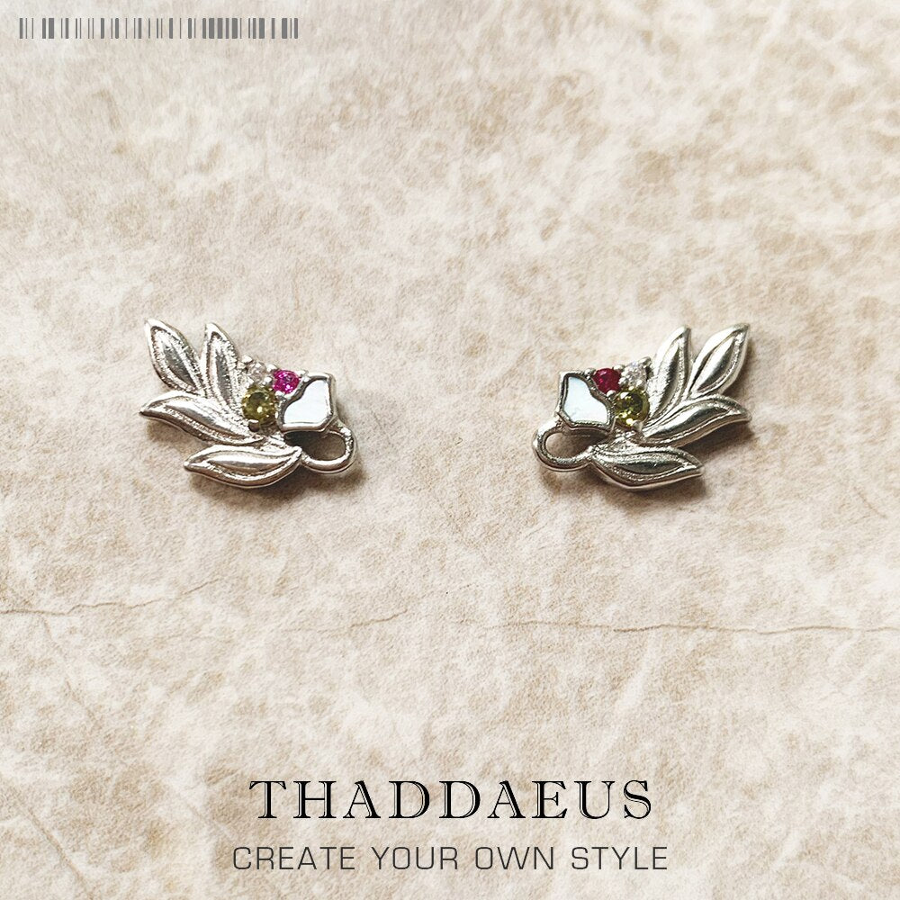 Nature&#39;s Beauty Flower Ear Studs,Europe Fine Jewerly For Women,2022 Spring Bohemia Gift In 925 Sterling Silver