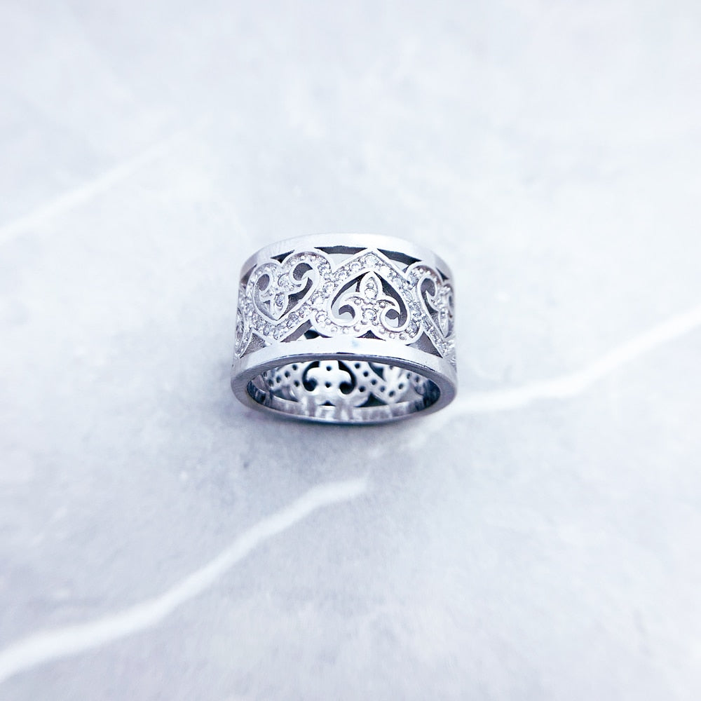 Arabesque Hearts Band Ring,Europe Style Glam Fashion Good Jewerly For Women New Gift In 925 Sterling Silver,Super Deals