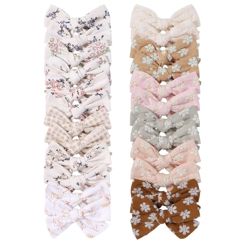 2Pcs Pastoral Vintage Floral Print Bowknot Hair Clips for Kids Baby Girls Cute Alligator Hairpins Barrettes Headwear