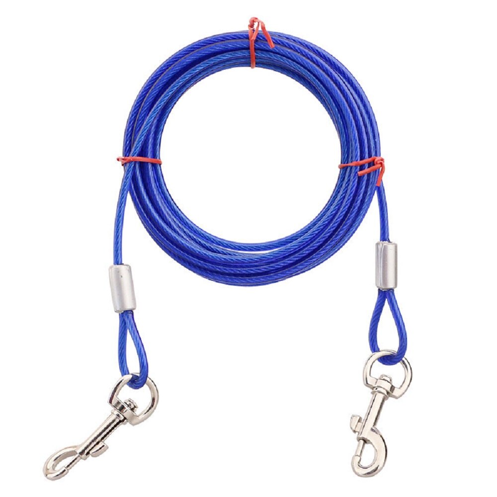 3/5/10m Double Hook Anti-Bite Steel Cable for Dogs Rope Diameter 5 mm Covered with PVC Film Rust-Resistant Trolley Tie-Out Cable - anconmall