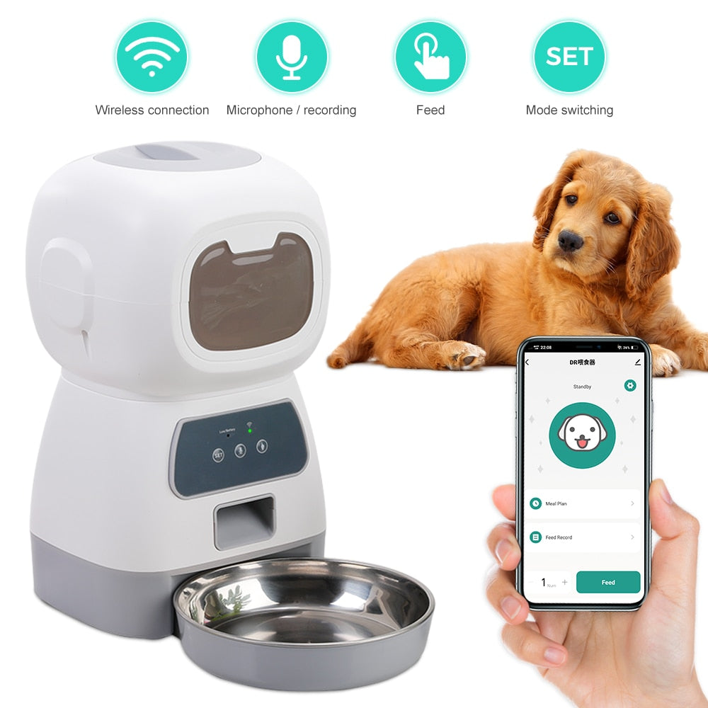 Tuya WiFi 3.5L Automatic Pet Feeder Smart Dry Food Dispenser For Cats Dogs Timer Stainless Steel Bowl Auto Pet Slow Food Feeder