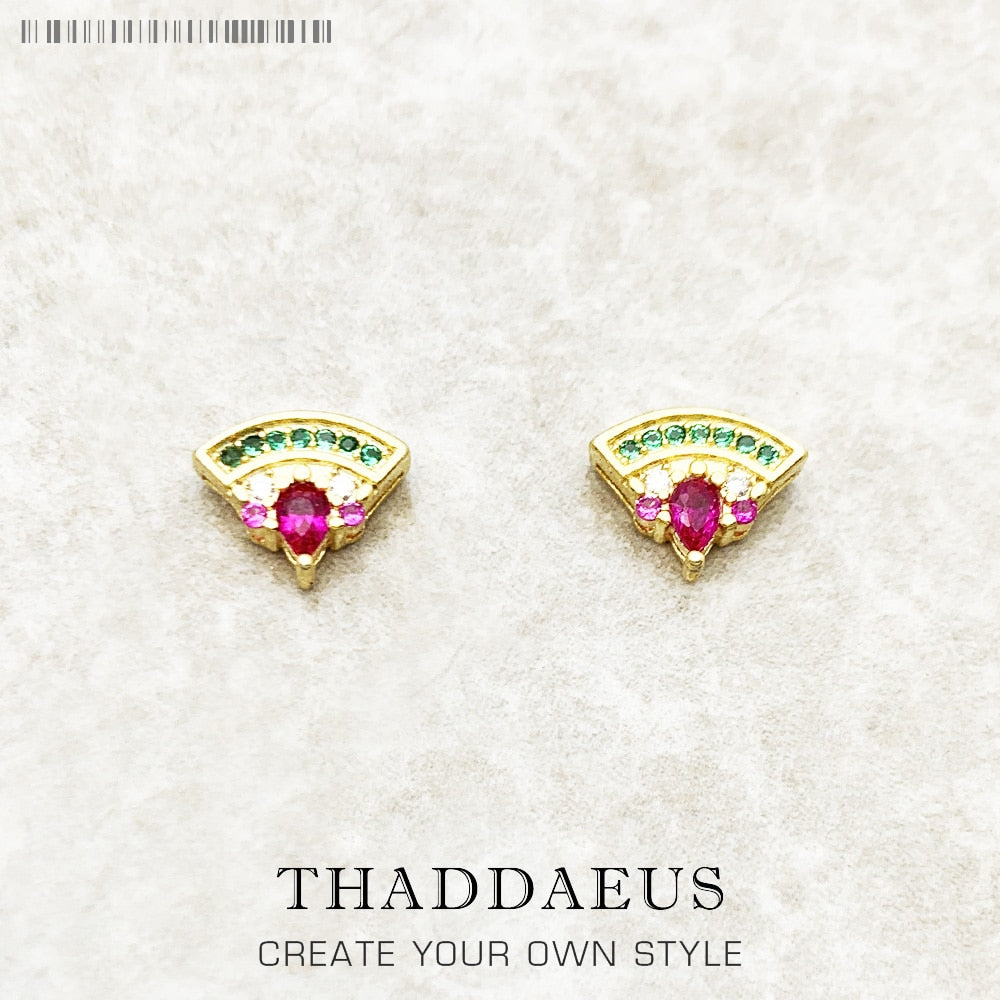 Watermelon Gold Stud Earrings,Europe Bohemia Glam Fine Jewerly For Women Sweet And Stylish Gift In 925 Sterling Silver