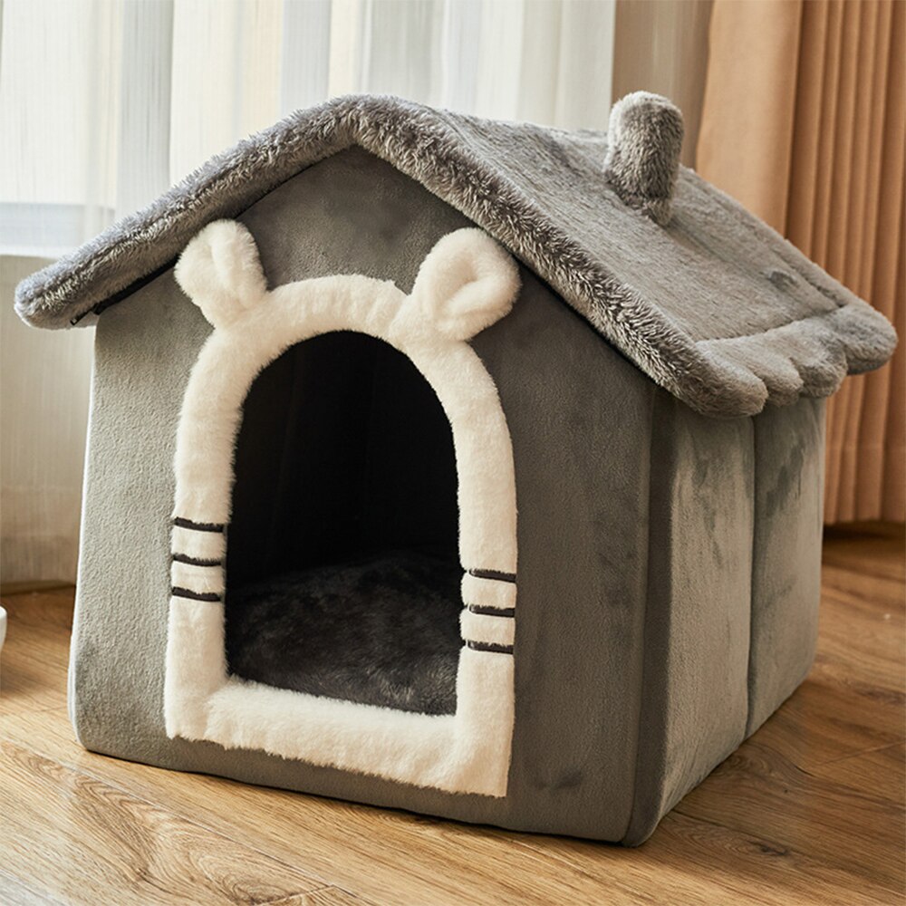 Dog house Cat Bed Warm Foldable House for Small Medium Dog Cat House Washable Tent Very Soft Small Dog Home Bag for Cats Beds - anconmall