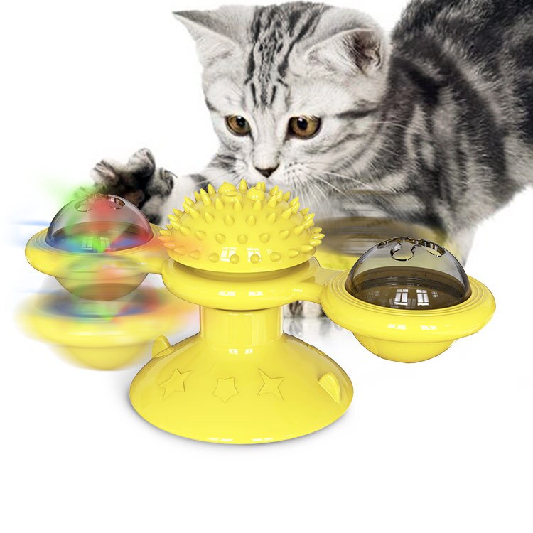 Cat Toys Whirling Turntable For Cats Puzzle With Massage Brush Cat Play Game Toys Windmill Kitten Interactive Toys Supplies Pet