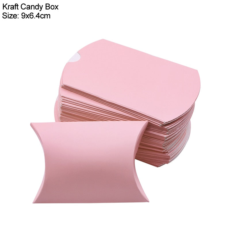 10/20/30Pcs Pillow Candy Box Kraft Paper Christmas Gift Packaging Boxes Candy Bags Wedding Favors Birthday Party Decorations