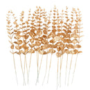 10Pcs Gold Eucalyptus Leaves Branch Artificial Plants Christmas New Year Decoration for Home Wedding Party Flower Arrangement