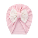 Baby Girl Turban Bow Hats Breathable Hat Headdress w/ Pure Color Comfort Beanie Skin Friendly Hand Wash Newborn Head