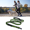 2m Hands-Free Bungee Nylon Dog Leash with Adjustable Waist Belt Reflective Stitching and Padded Handle for Pets Running Training - anconmall