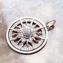 Pendant Amulet Sun White CZ Pave,Fashion 925 Sterling Silver Jewelry Europe Style Accessorie Gift For Men Woman