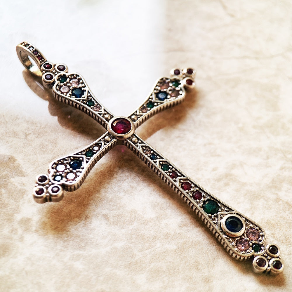Pendants Royalty Cross Colorful New Victorian Jewelry Bohemia 925 Sterling Silver Accessories Gift For Women