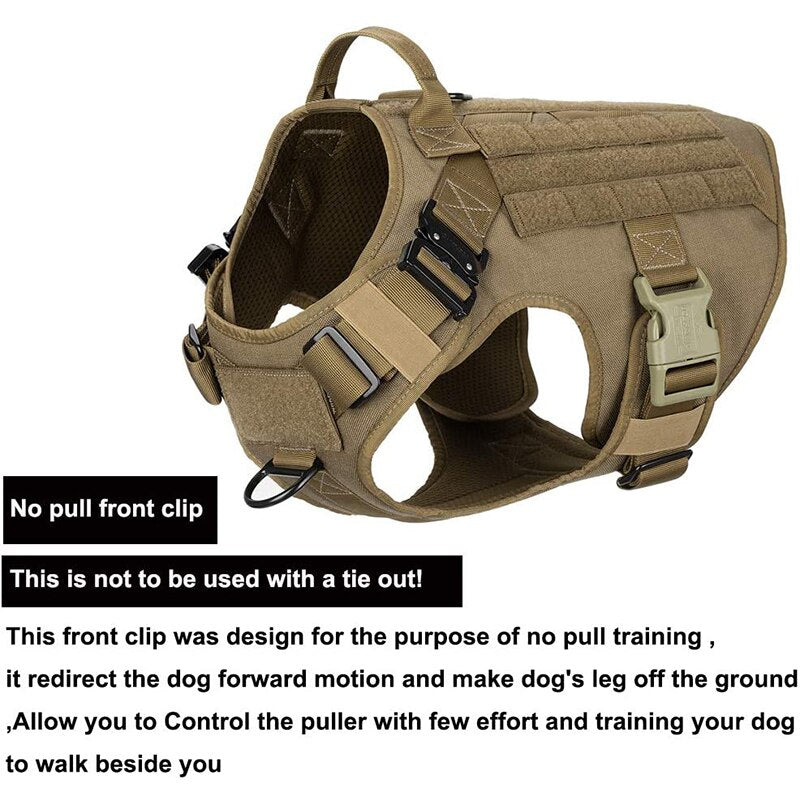 Tactical Dog Harness with 2X Metal Buckle Working Dog MOLLE Vest with Handle Front Clip Dogs Military Adjustable Coats Jackets