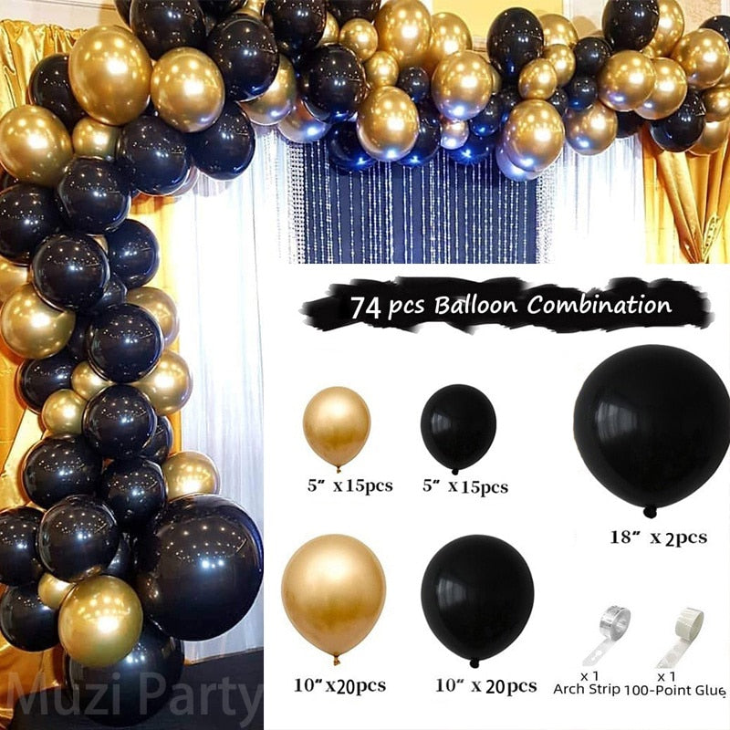 Chrome Silver Gold Balloon Arch Kit Black Balloons Garland Wedding Birthday Party Decor Kids Baby Shower - anconmall
