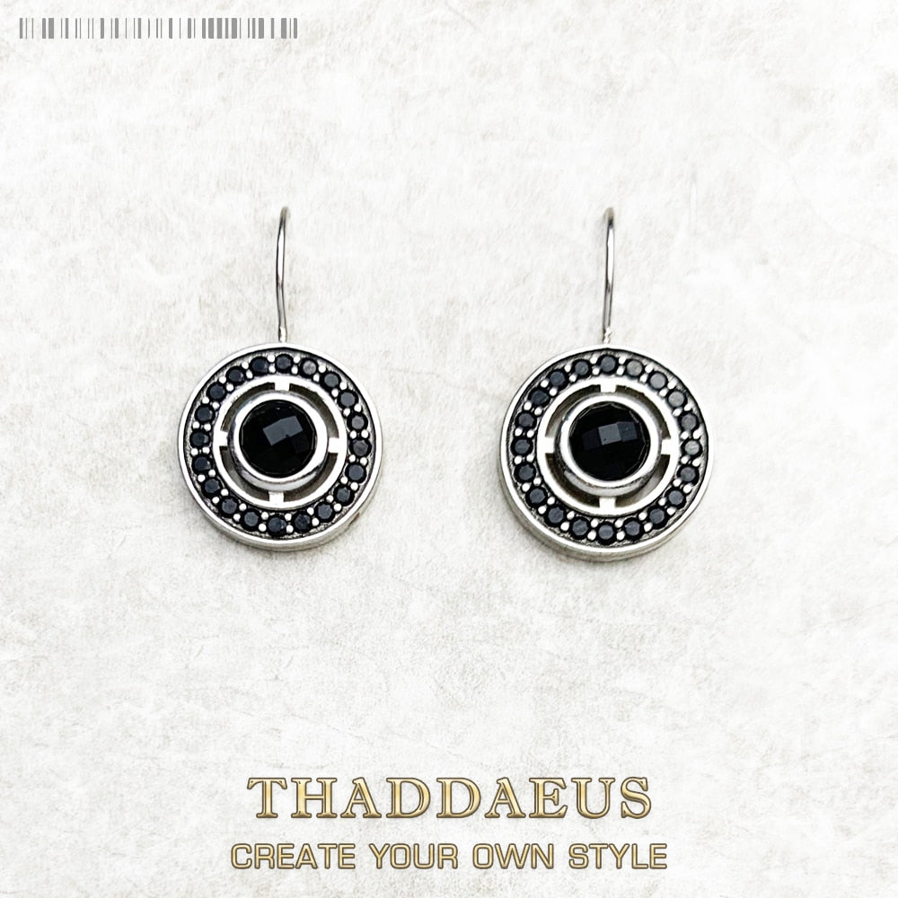 Round Ornament Drop Earrings Solid 925 Sterling Silver Europe Style Trendy Gift Good Jewelry For Women