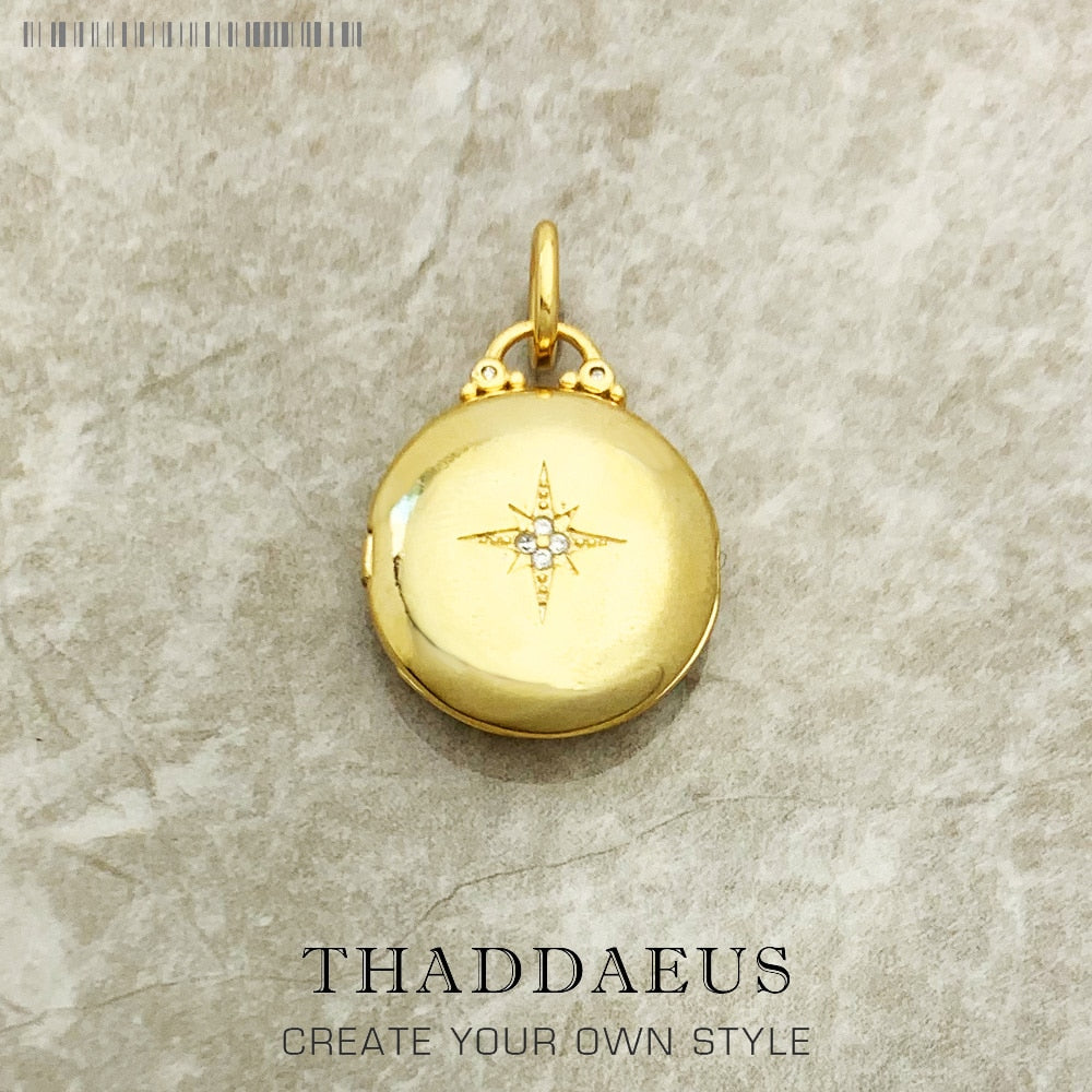 Pendant Round Medaillon With Star Locket Brand New 925 Sterling Silver Jewelry Europe Accessorie Gift For Woman Men