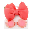 1Set Children Baby Girls Sunglasses Hair Band Set Solid Color Cartoon Glasses Knot Bow Headband Photo Props Gifts