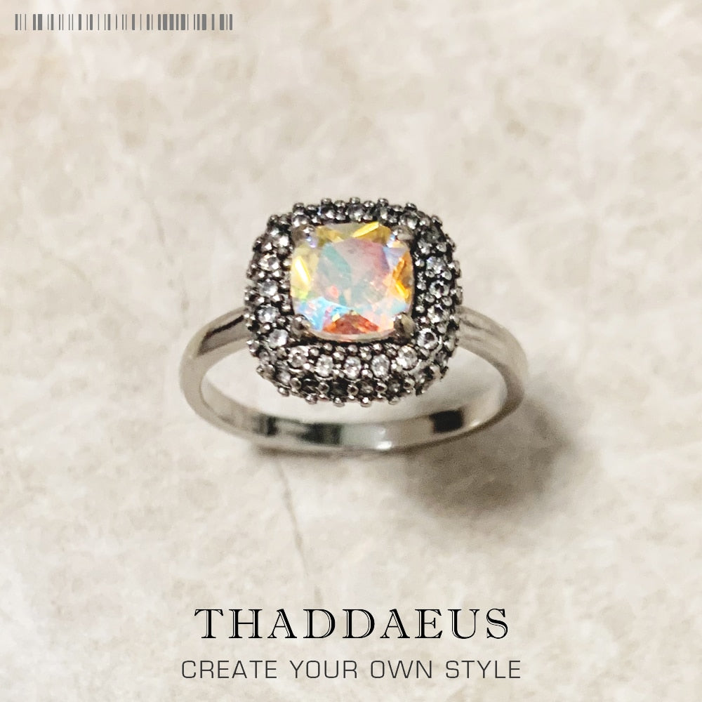 Ring Iridescent,Fine Jewerly For Women,2022 Spring Brand New Classic Vintage Gift In 925 Sterling Silver
