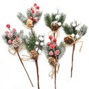 5Pcs Christmas Red Berry Articifial Flower Pine Cone Branch Christmas Tree Decorations Ornament Gift Packaging Home DIY Wreath