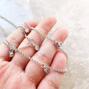 Double Row Necklace White Stones Layer Link Chain Fine Jewelry Europe 925 Stering Silver Brand New Romantic Gift For Women