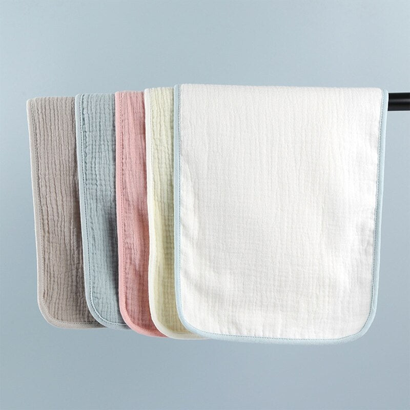 Baby Infants Washcloth Face Towel Baby Muslin Burp Cloth Solid Color Absorbent Saliva Towel Soft Cotton Crepe Feeding Bibs for