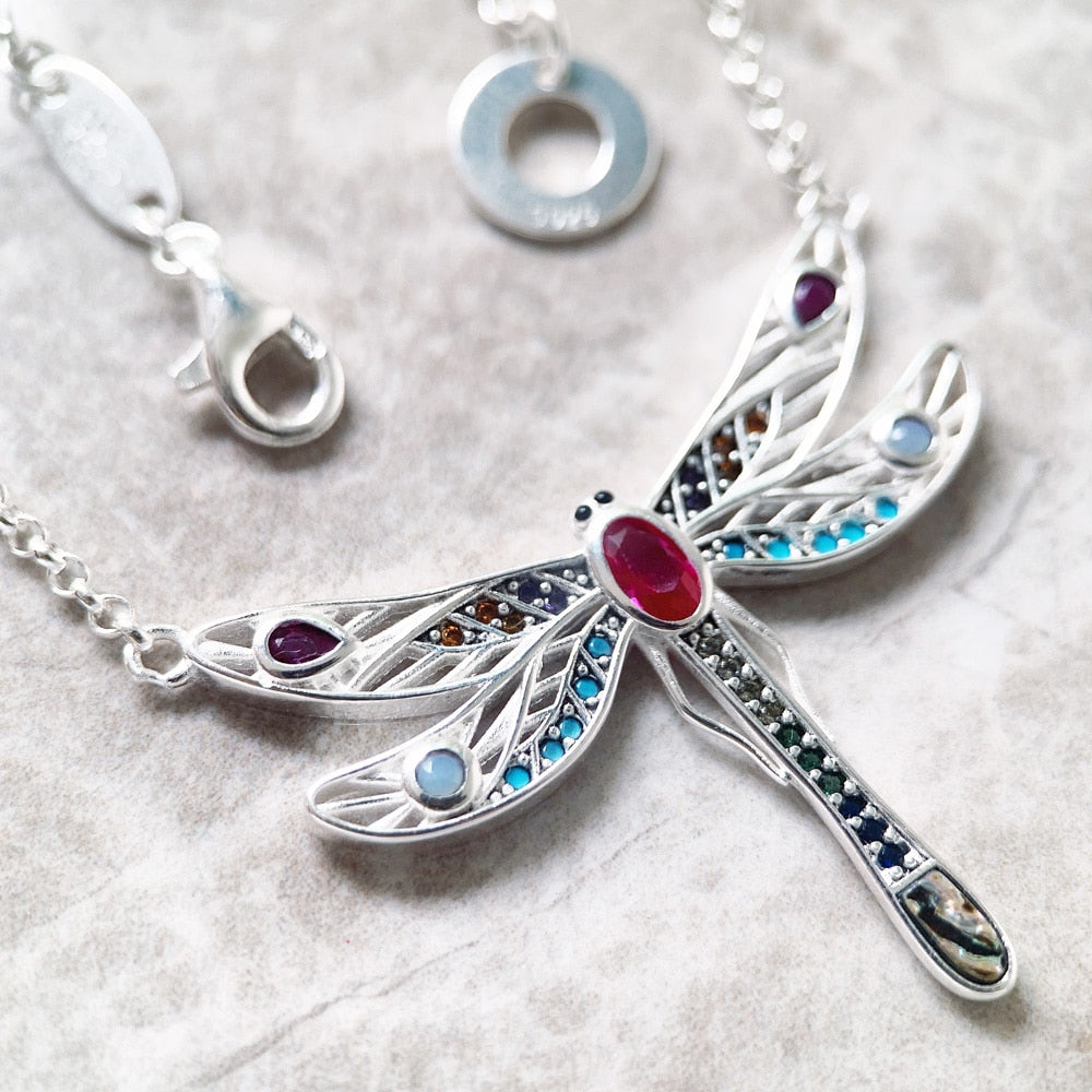 Necklace Playful Dragonfly New Link Chain Creative Fine Jewelry Europe 925 Stering Silver Bohemia Gift For Women