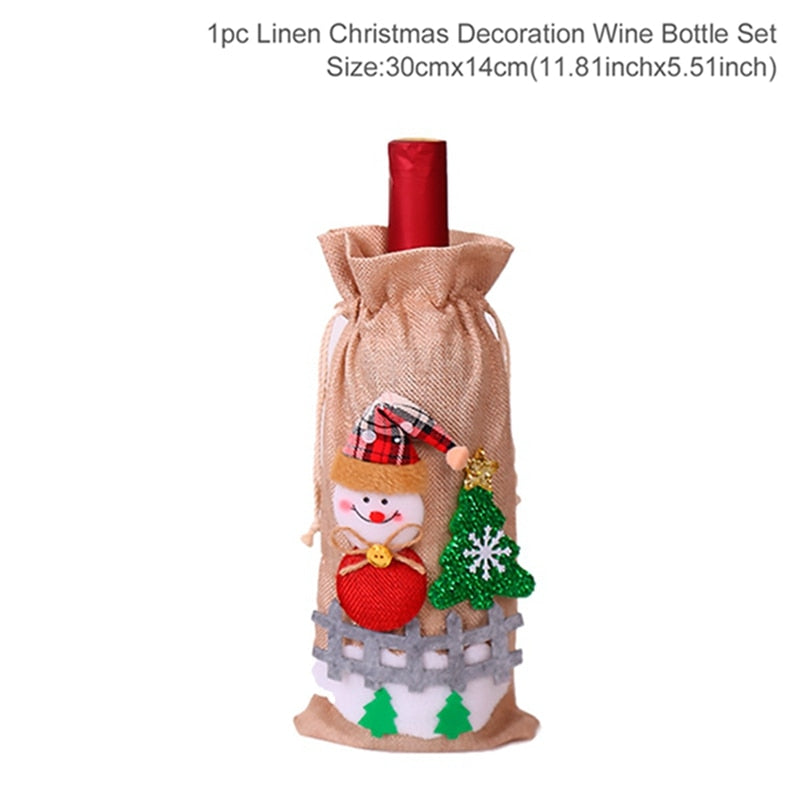 Christmas Bottle Cover Merry Christmas Decorations for Home 2022 Christmas Ornaments Navidad Noel Xmas Gift Happy New Year 2023