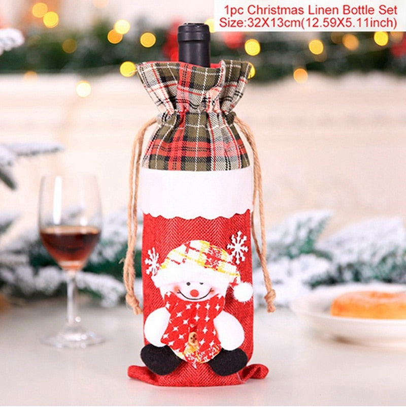 Christmas Bottle Cover Merry Christmas Decorations for Home 2022 Christmas Ornaments Navidad Noel Xmas Gift Happy New Year 2023